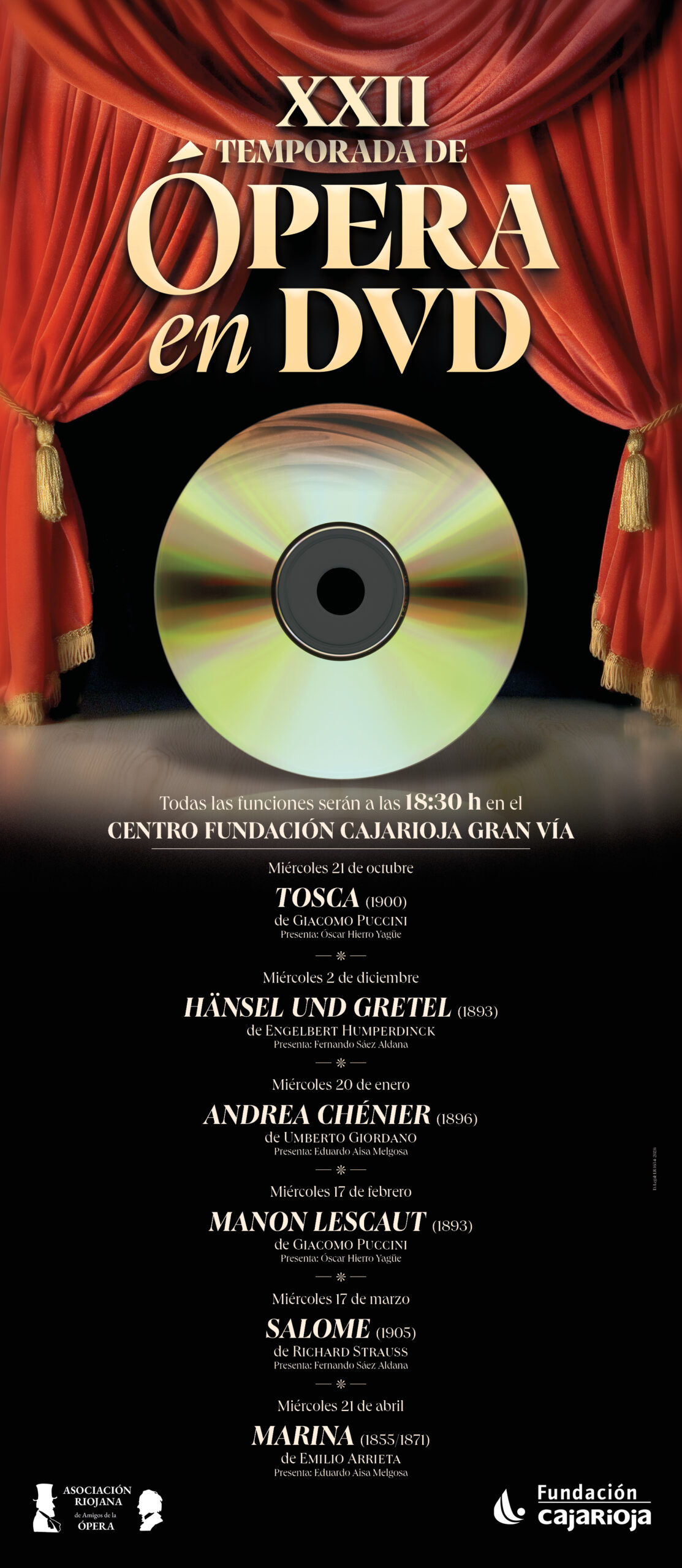 Este miércoles comienza la nueva temporada de ópera en DVD de Fundación Caja Rioja y la Asociación Amigos de la Ópera con ‘Tosca’