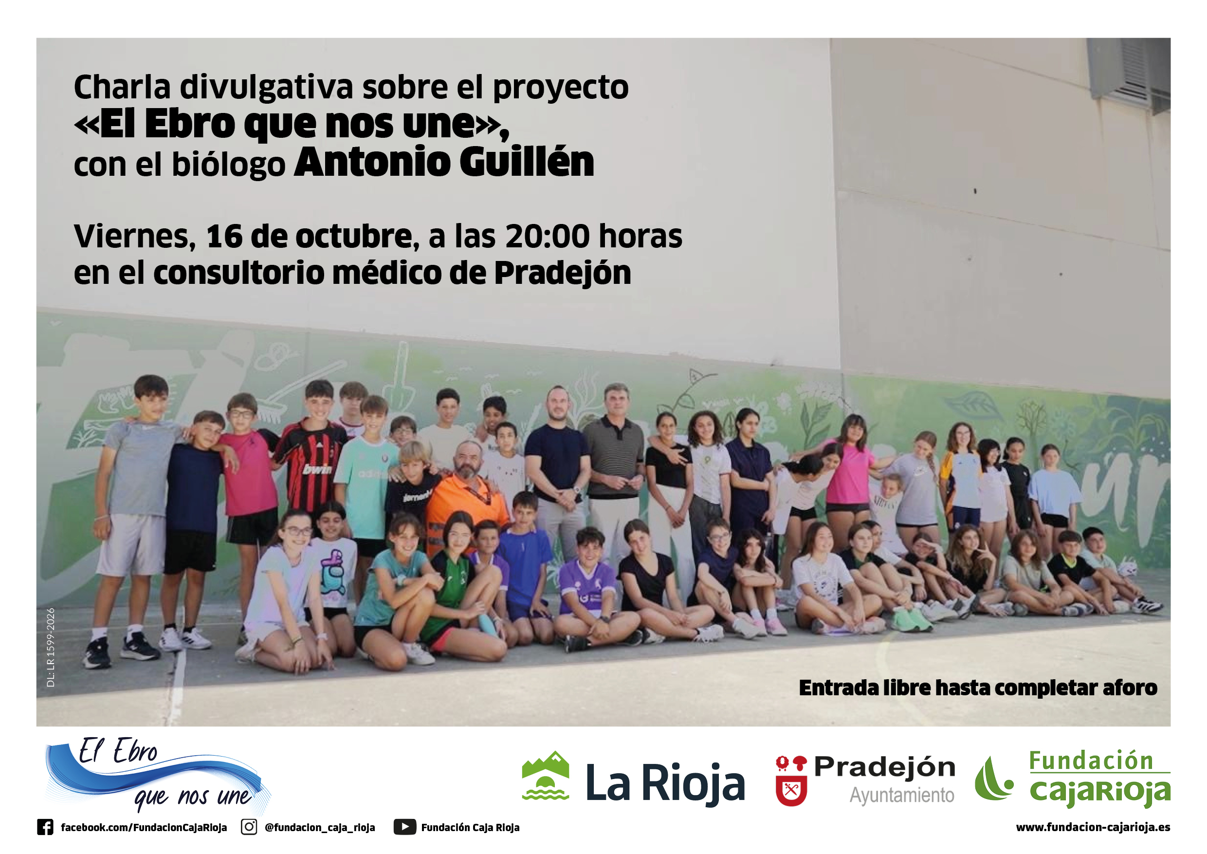 La charla “El Ebro que nos une”, con el biólogo Antonio Guillén, clausura este viernes el proyecto medioambiental realizado por Fundación Caja Rioja en Pradejón